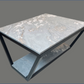 本物の大理石とアイアン脚を使った、セミオーダーメイドの四角い大理石ローテーブルまたは大理石センターテーブル